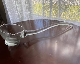 Vintage glazen punchlepel met beker met platte bodem