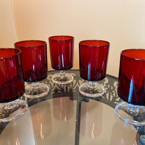 Vintage Luminarc France ruby red glasses