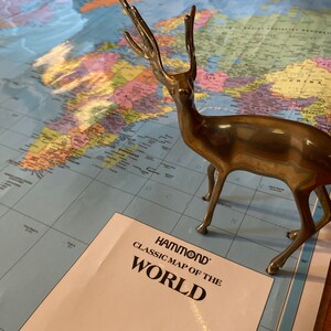 Carte du monde classique Hammond plastifiée vintage