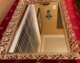 gold filigree mirrored vanity tray