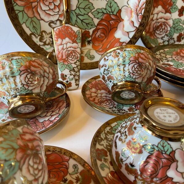 Cloisonné gold fine bone china desert plate set