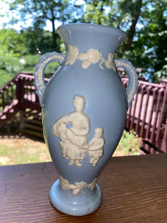Vintage Blue and White Wedgewood Vase Etsy