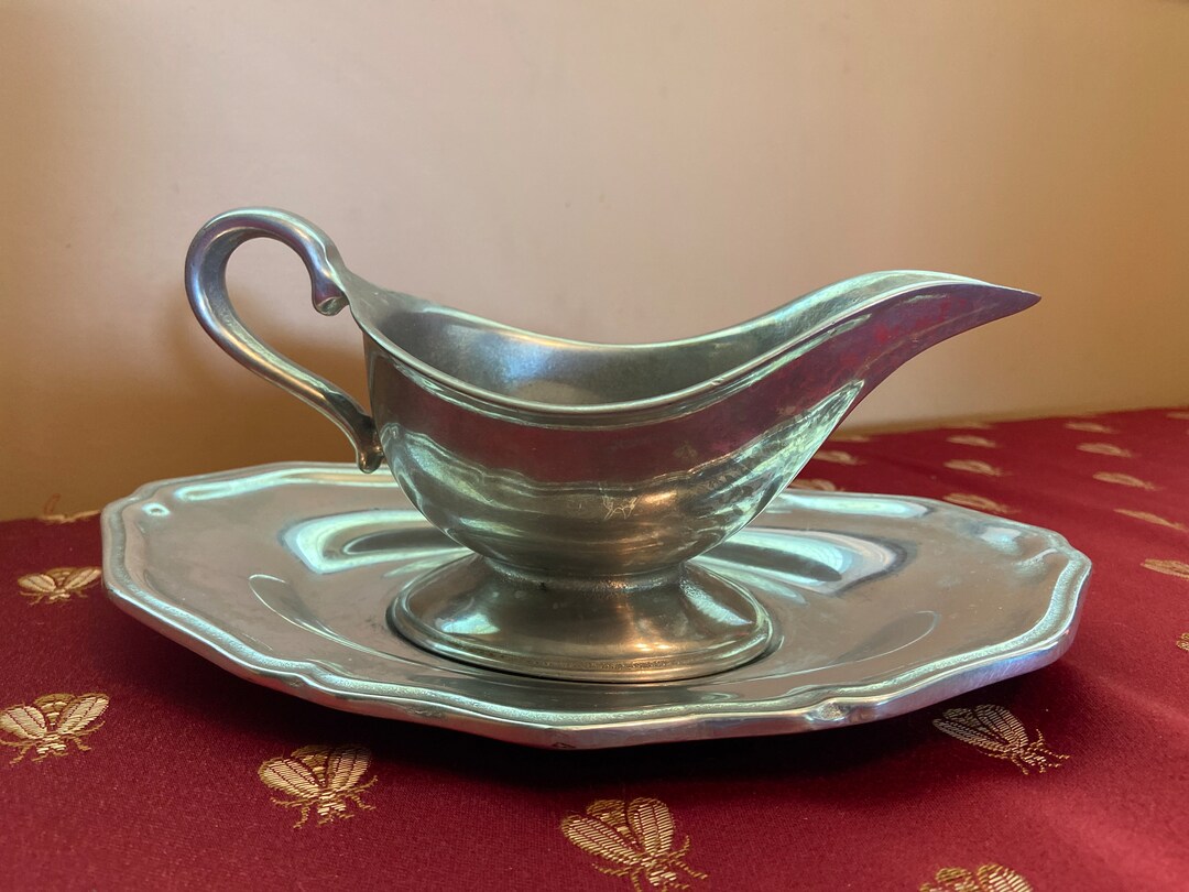 Vintage RWP Wilton Co. Pewter Gravy Boat and Under Plate. Etsy