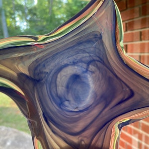 Murano blue swirl art glass bowl