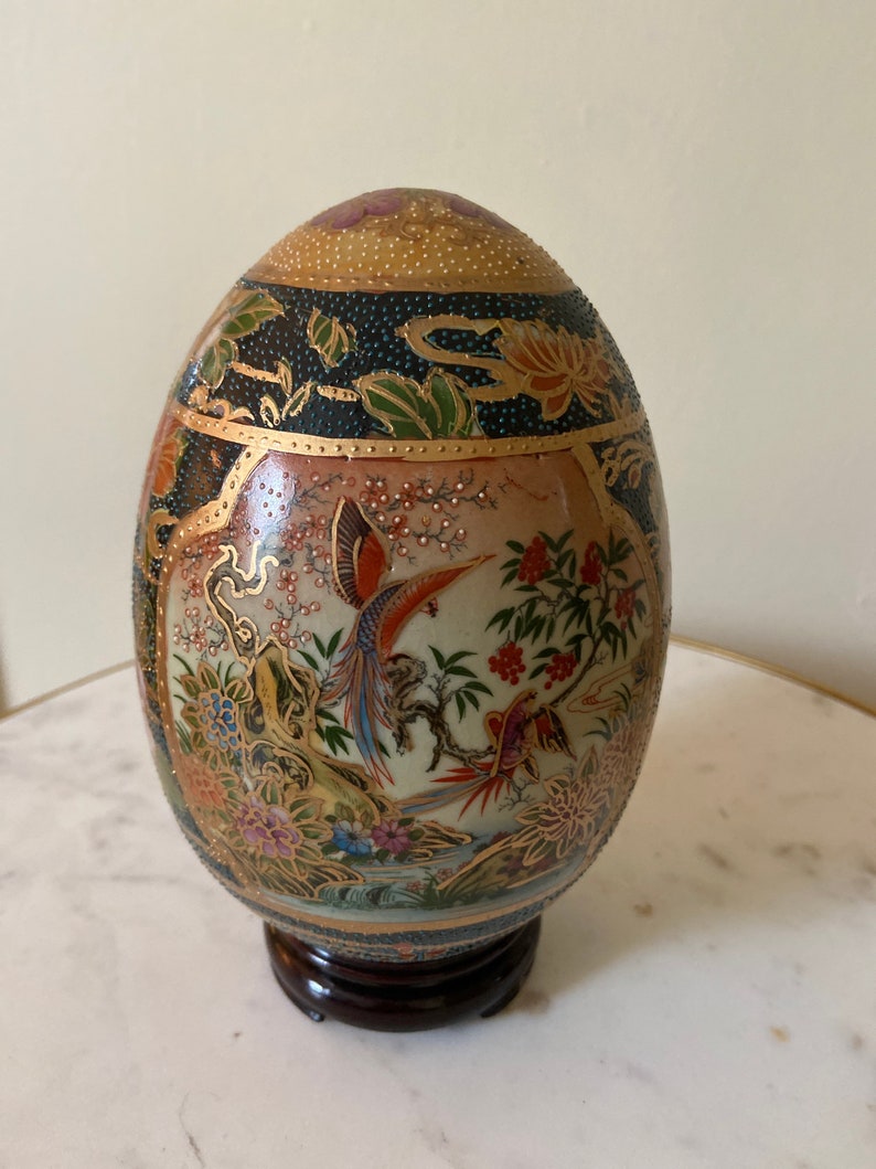 Vintage 7 Asian Satsuma Moriage Egg Etsy
