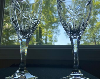 Godinger Shannon Crystal South Beach Palm tree Wine glasses (set of 2)
