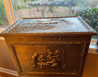 Vintage brass embossed wood box