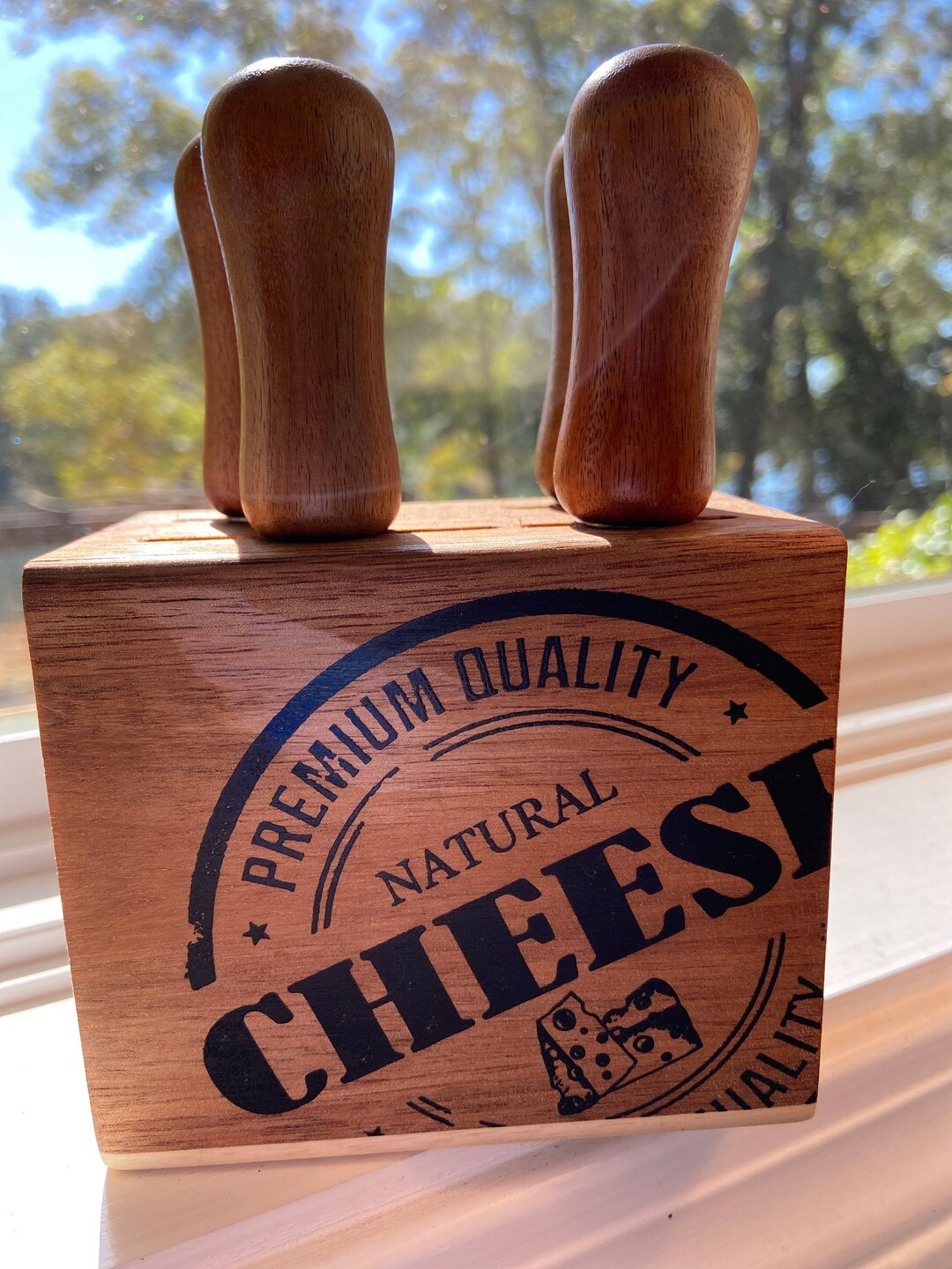 Brandani Inox Cheese Knife Set With Block Holder Etsy