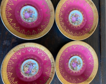 JWK Bavaria Germany OTCO gold rimmed saucers
