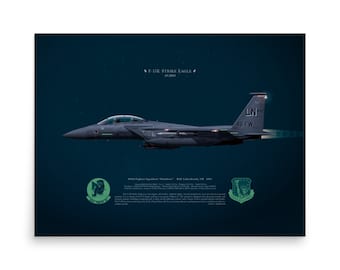 NightMode F-15E Strike Eagle 01-2004 494FS LN Lakenheath | Side View | Air Force USAF Fighter Jet Plane Litho Print Wall Art