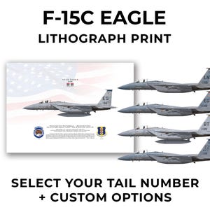 F-15C Eagle Litho Print | Choose Your Aircraft + Custom | Air Force USAF Fighter Jet Plane Wall Art Poster