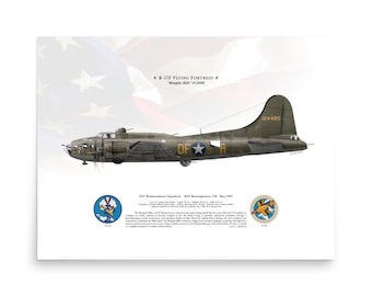 B-17F Flying Fortress “Memphis Belle” 41-24485 324BS | Side View | USAAF Bomber Plane Aircraft Litho Print Wall Art Poster