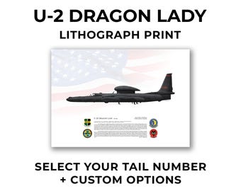 U-2S Dragon Lady Litho Print | Choose Your Aircraft + Custom | Air Force USAF Recon Jet Plane Wall Art Poster