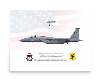 F-15C Eagle 84-0025 44FS ZZ Kadena | Side View | Air Force USAF Fighter Jet Plane Litho Print Wall Art