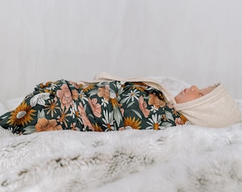 Muslin baby blanket floral swaddle