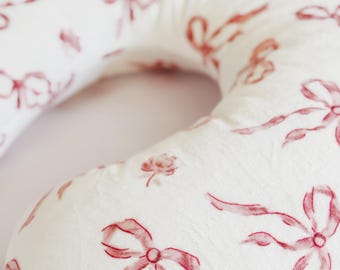Coquette Minky Boppy Nursing Pillow Cover | Pink Bow Baby Pillow Slipcover | Soft Girly Aesthetic for Moms & Baby Shower Gift