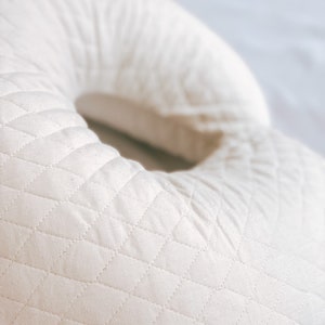 Quilted cream nursing pillow cover, breastfeeding pillow cover