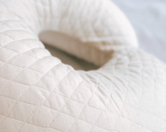 Quilted cream nursing pillow cover, breastfeeding pillow cover