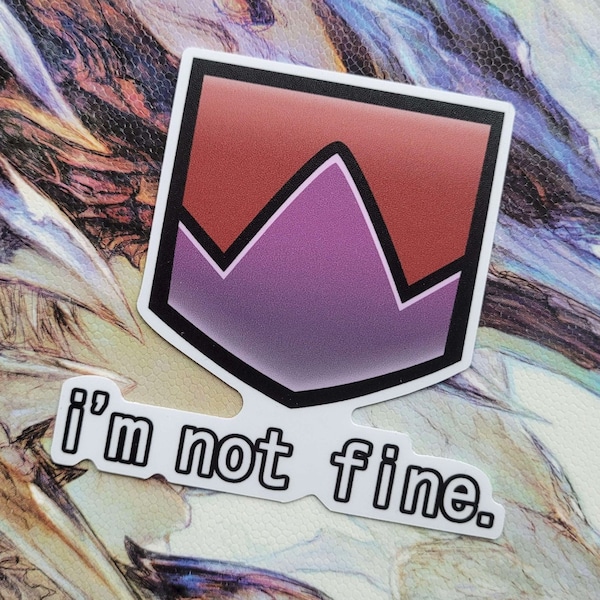 I'm Not Fine Damage Down FFXIV Sticker - Final Fantasy 14 Funny Decal (Semi-Gloss Removable White Vinyl)