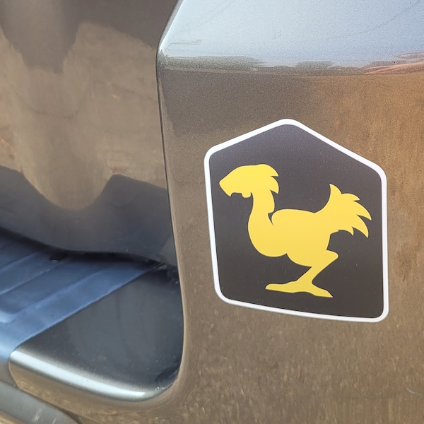 Mounted Buff Icon Chocobo Sticker - Final Fantasy 14 Car Decal (Semi-Gloss White and Transparent Vinyl)