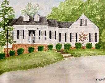 Custom Watercolor House Portrait, made to order, watercolor portrait, custom house portrait