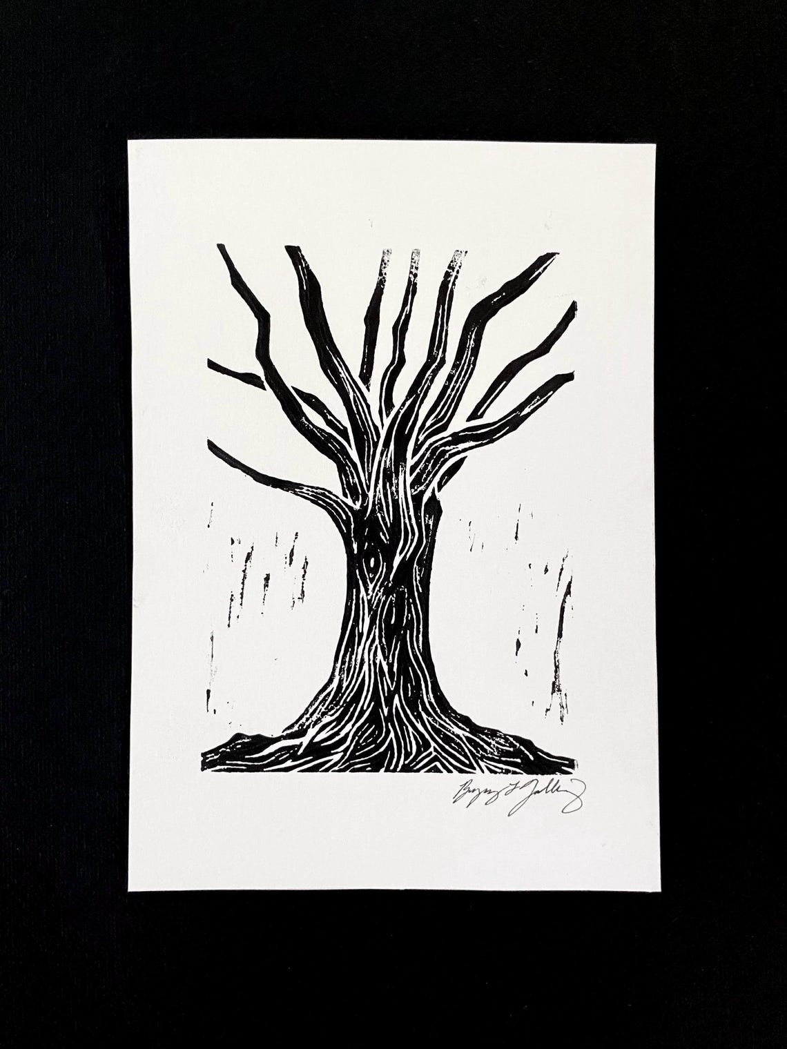 Linocut Tree Pattern Oak Tree Linocut Print. Linocut Print, Linocut Art, Oak Tree Print. - Etsy