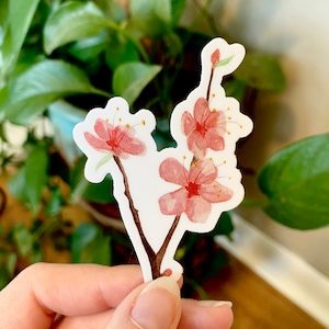 Peach Blossom Sticker. Floral sticker, peach blossom sticker, sticker, laptop decal, laptop sticker, water bottle decal.