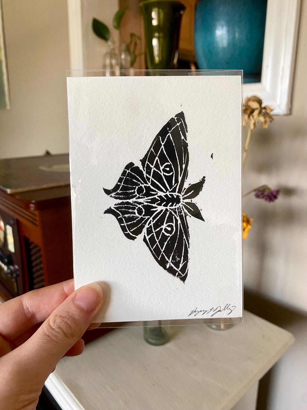 Linocut Print - “death Moth” . Linocut Print, Linocut Art, Moth Linocut ...