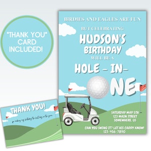 Golf Birthday Invitation | Hole in One Invitation | First Birthday Invite | Golf First Birthday | Hole In One First Birthday