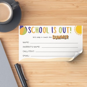 Sommer Kontaktkarte für Kinder, in Kontakt bleiben, Kontaktkarte Schule, Kontaktkarte Playdate
