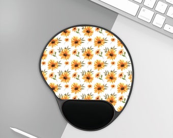 22cm Easy to use Diameter LUNCA Green Sunflower Pattern Circular Mouse Pad