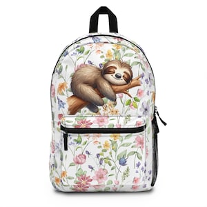 Mochila Preguiça: Mochila Escolar Impermeável com Estampa Floral e Compartimento para Tablet