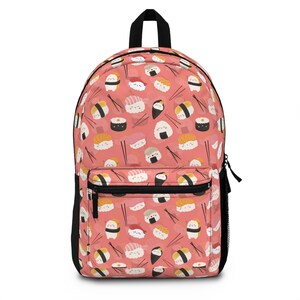 Kawaii Sushi Lovers Backpack for School With Tablet Compartment inside Waterproof Padded back Gift for Asian Kids