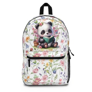 Panda Lovers Backpack for School, With Tablet Compartment inside, Waterproof, Padded back, Gift for Wildflowers Lovers,