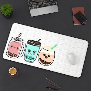 Large Kawaii Mouse Pad for Boba Lovers, Cute XXL Gaming Mouse Pad, Aesthetic Gaming Mouse Pad Large, Extended Mouse Pad,
