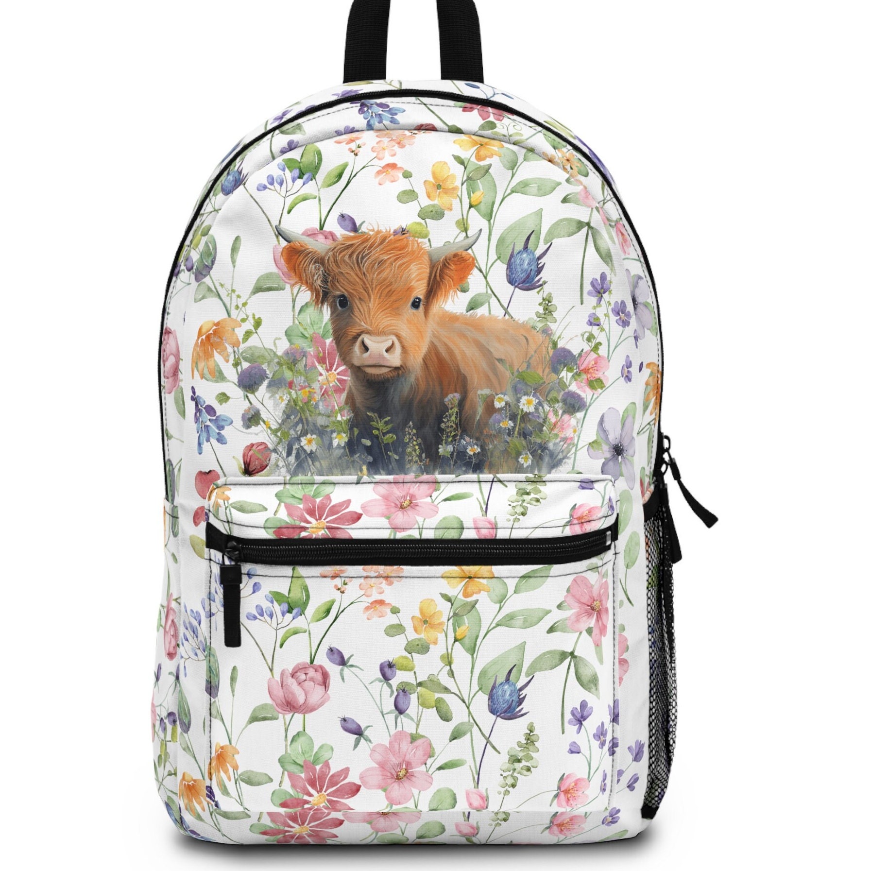 Highland Cow Vintage Canvas Backpack