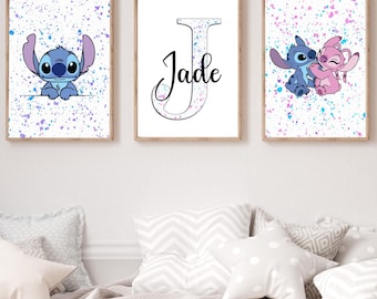 Set di poster personalizzati per la decorazione della cameretta di bambini o ragazzi - Poster con nomi e personaggi dei cartoni animati