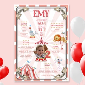 Personalized birthday poster on the theme of the Circus - Funfair