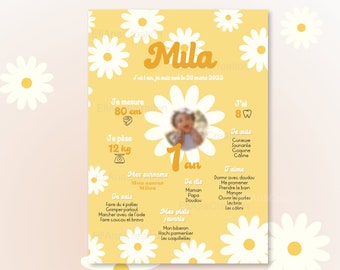 Cartel de cumpleaños para personalizar - tema flor / margarita / primavera - cumpleaños personalizado