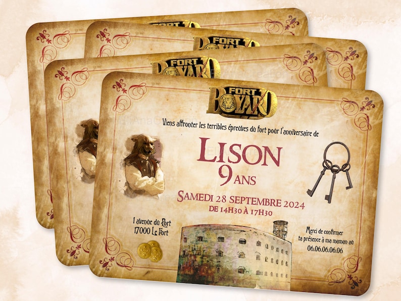 Carte d'invitation anniversaire à personnaliser sur le thème Fort Boyard / Faire-part anniversaire image 5