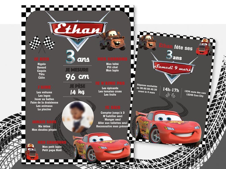 Cartel de cumpleaños sobre el tema Coches / coches. imagen 4