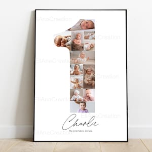 Birthday poster - 1 year poster - Photo collage - Baby birthday gift, First birthday gift - First year gift idea