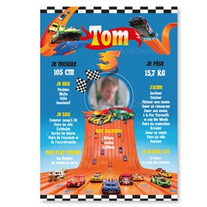 Cartel de cumpleaños sobre el tema de los coches, coches pequeños. imagen 3