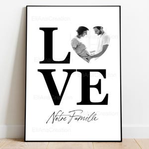 Personalisiertes Poster - Liebe / Amour - Familie / Paar / Schwangerschaft - Personalisiertes Geschenk - Verewigte Fotosession