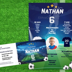 Carte d'invitation anniversaire à personnaliser - thème Football - Foot - Soccer / Faire-part anniversaire. image 6