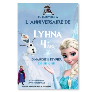 Carte d'invitation anniversaire à personnaliser sur le thème Reine des Neiges image 4