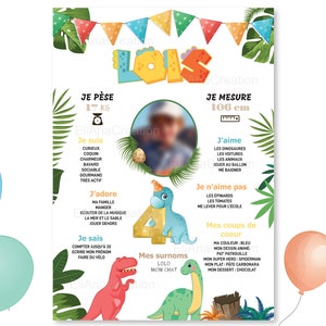 Póster de cumpleaños para personalizar con el tema de los Dinosaurios.