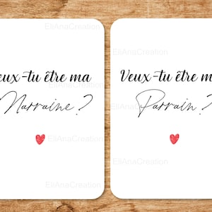 Cartes Veux-tu être mon Parrain / ma Marraine - Carte demande / annonce - Cadeau originale à offrir - message personnalisé image 6