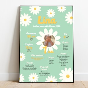 Cartel de cumpleaños para personalizar - tema flor / margarita / primavera - cumpleaños personalizado imagen 8