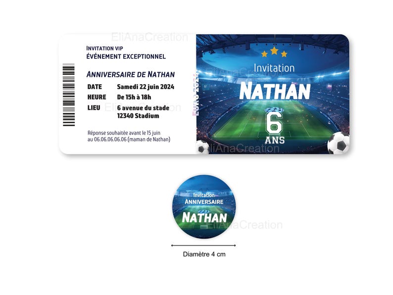 Carte d'invitation anniversaire à personnaliser - thème Football - Foot - Soccer / Faire-part anniversaire. image 4